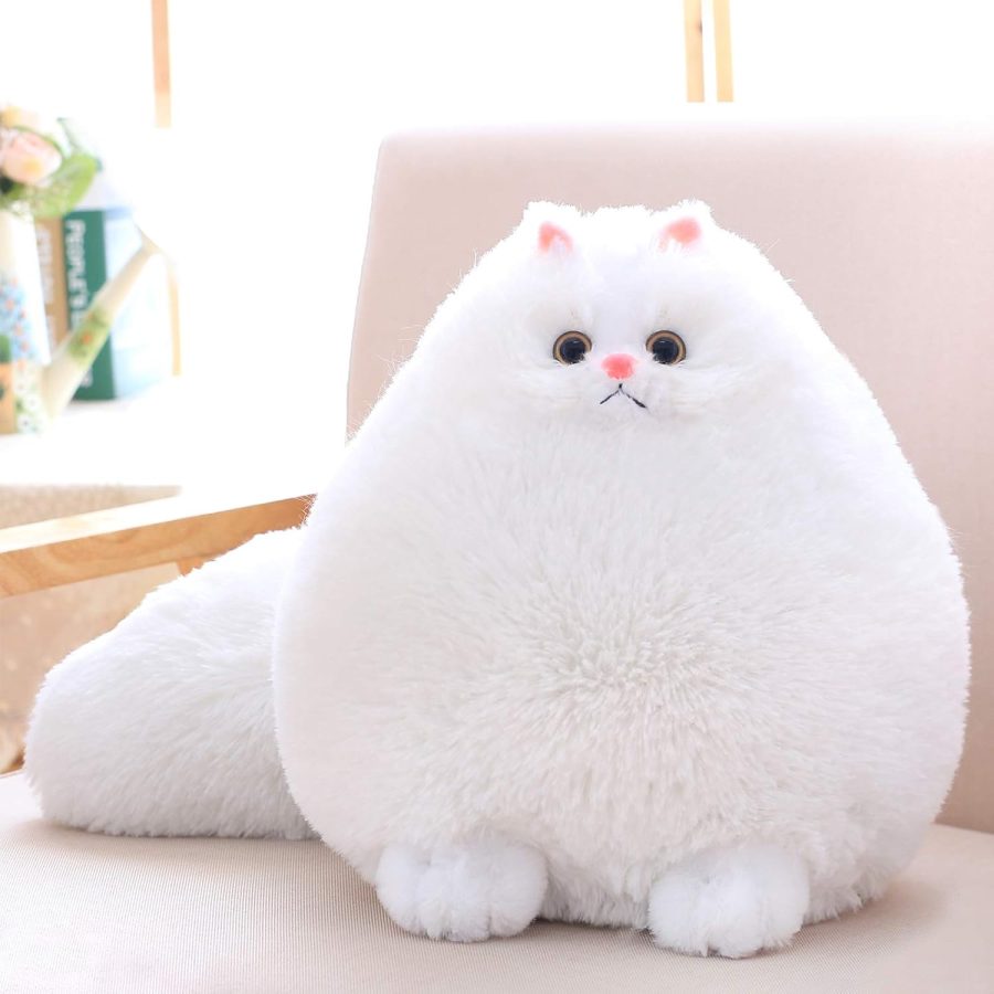 Stuffed Animal Plushie Cat Stuffed Animal,Cute Soft Plush Cat Animals,White Stuffed Cat, Birthday for Kids,Boys,Girls,Fat Cat Stuffed Toy (White, 10 Inches)