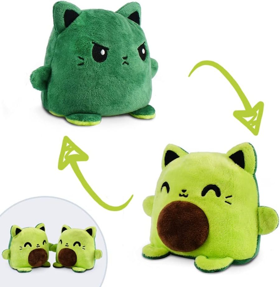 Magnetic Reversible Plushies that hold hands when happy - Avocado Cat - Huggable and Soft Sensory Fidget Toy Stuffed Animals That Show Your Mood - Gift for Kids and Adults!