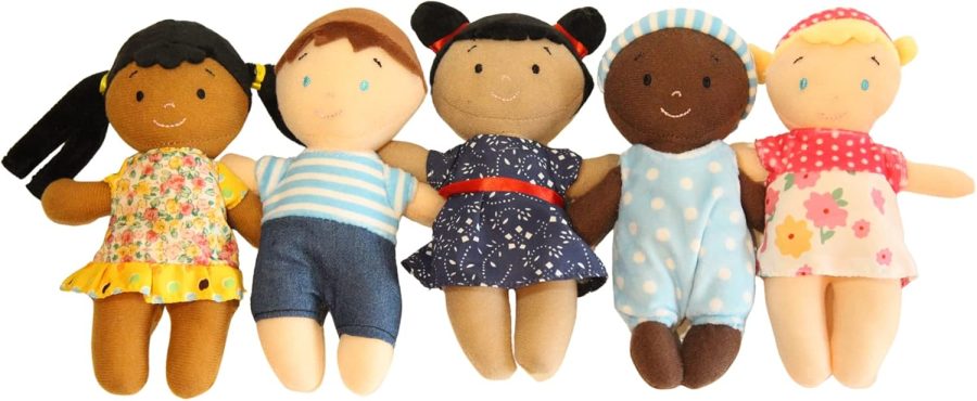 Plush Diversity Dolls - Multicultural Dolls for Kids | Multicultural Baby Dolls, Different Races Dolls, Multi-Ethnic Multiracial Dolls | Daycare Toys - 8" - Set of 5