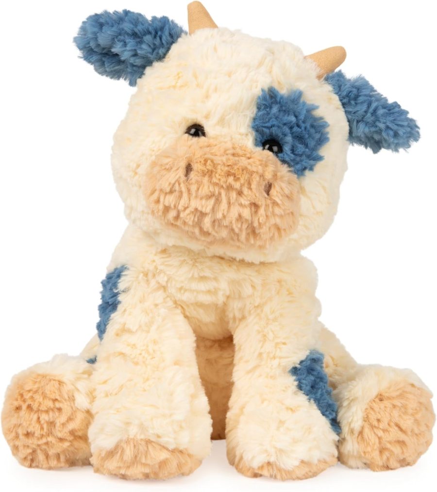 Stuffed Animal for Ages 1 and Up, Spring Decor Plush Toy, Cream/Blue, 10”