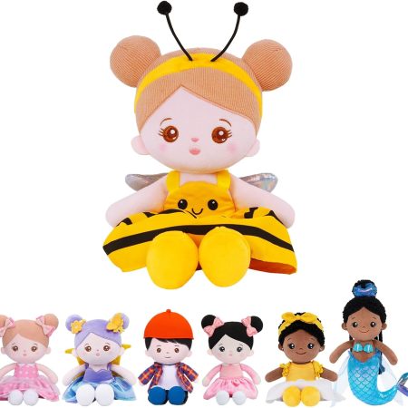 12" Soft Baby Doll for Girls - My First Baby Doll Birthday Gifts for Girls Plush Rag Dolls Yellow Bee Dress Toy for Toddlers Kids Infants