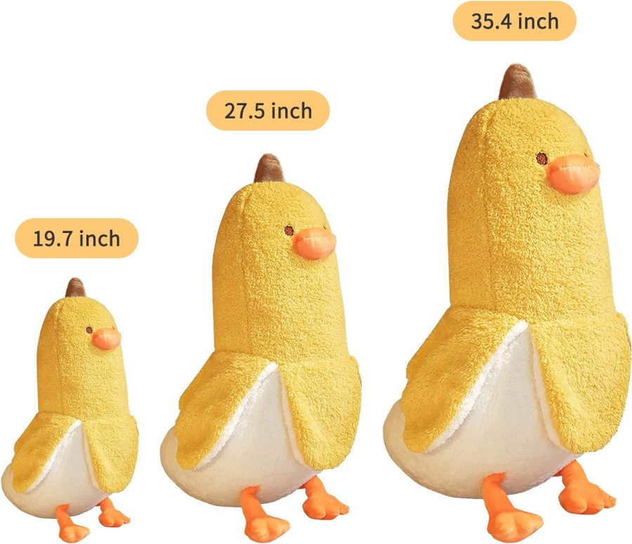 PEACH CAT Banana Duck Plush Toy Cute Plushie Hugging Plush Pillow Duck Stuffed Animal for Girls and Boys Yellow 35.4" - Image 2