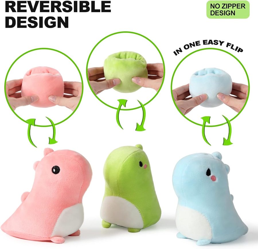 Dinosaur Stuffed Animal Mommy 19.6" with 3 Dino in her Tummy, 4 Piece of Cute Plush Pillow Toys for Kids Girls Boys (Blue Dinosaur Family) - Image 2