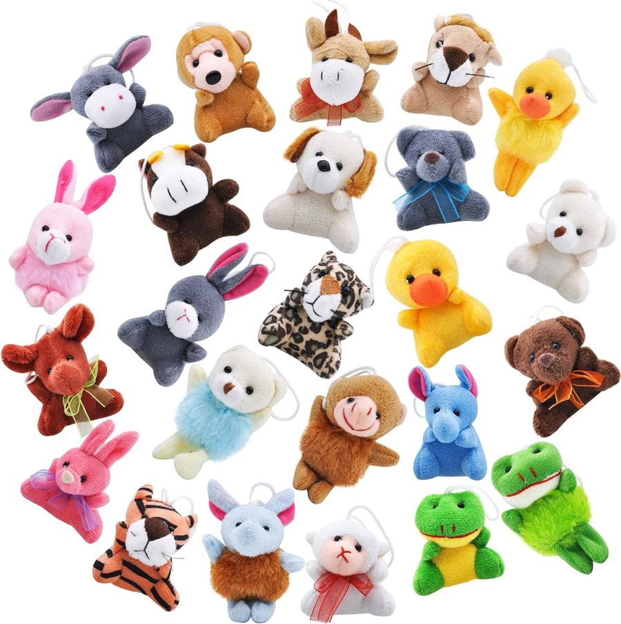 24 Pack Mini Animal Plush Toy Assortment (24 Units 3" Each), Animals Keychain Decoration for Kids, Small Stuffed Animal Bulk for Kids, Carnival Prizes, School Gifts, Valentine's Day Party Favors - Image 2
