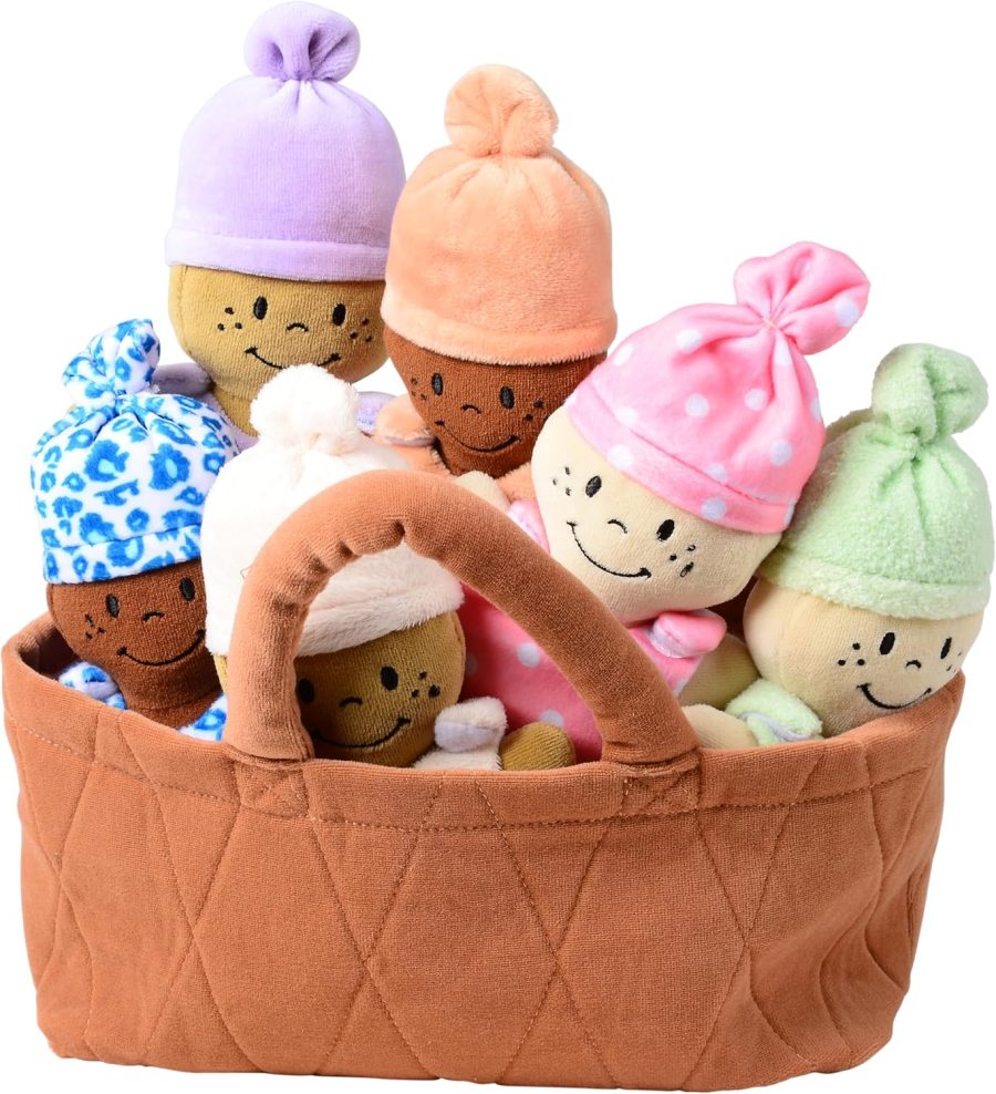 Basket of Babies Soft Baby Dolls, Sensory Toys, Multicultural, Diversity, Inclusion and Social Emotional Learning, Baby Toys for All Ages, Set of 6 Plush Dolls, Multicolor